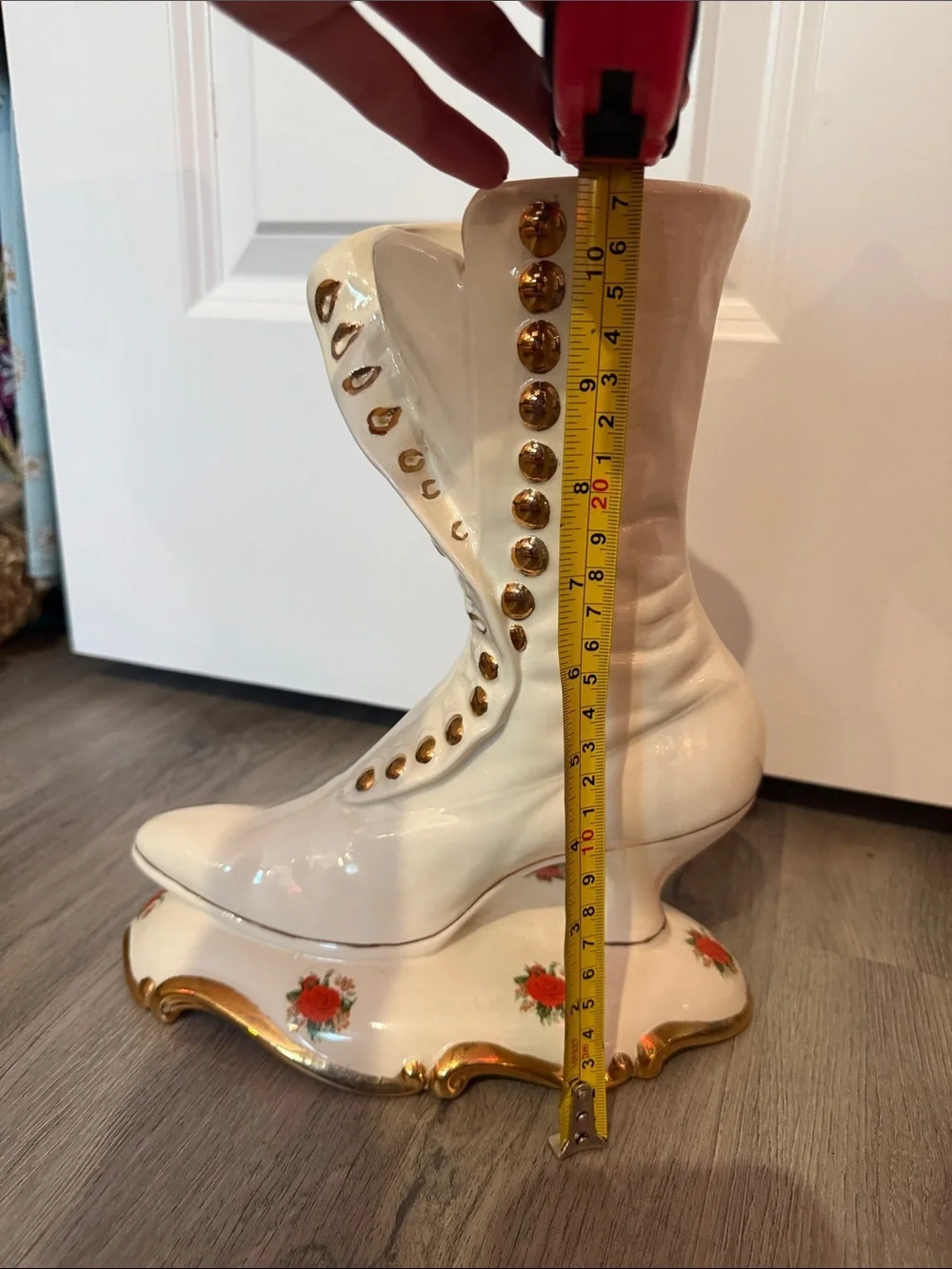 Large Vintage Victorian Porcelain White & Gold Decorative Shoe Planter 💕